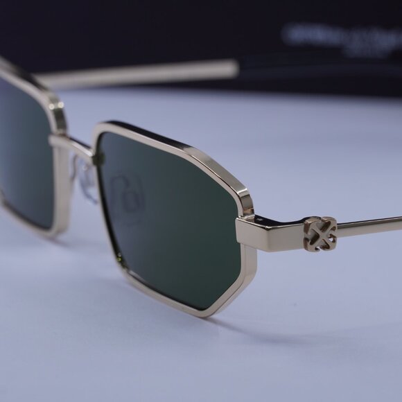 Off-White OERI14J LOA 7655 Geometric Sunglasses – Gold/Green main image 8